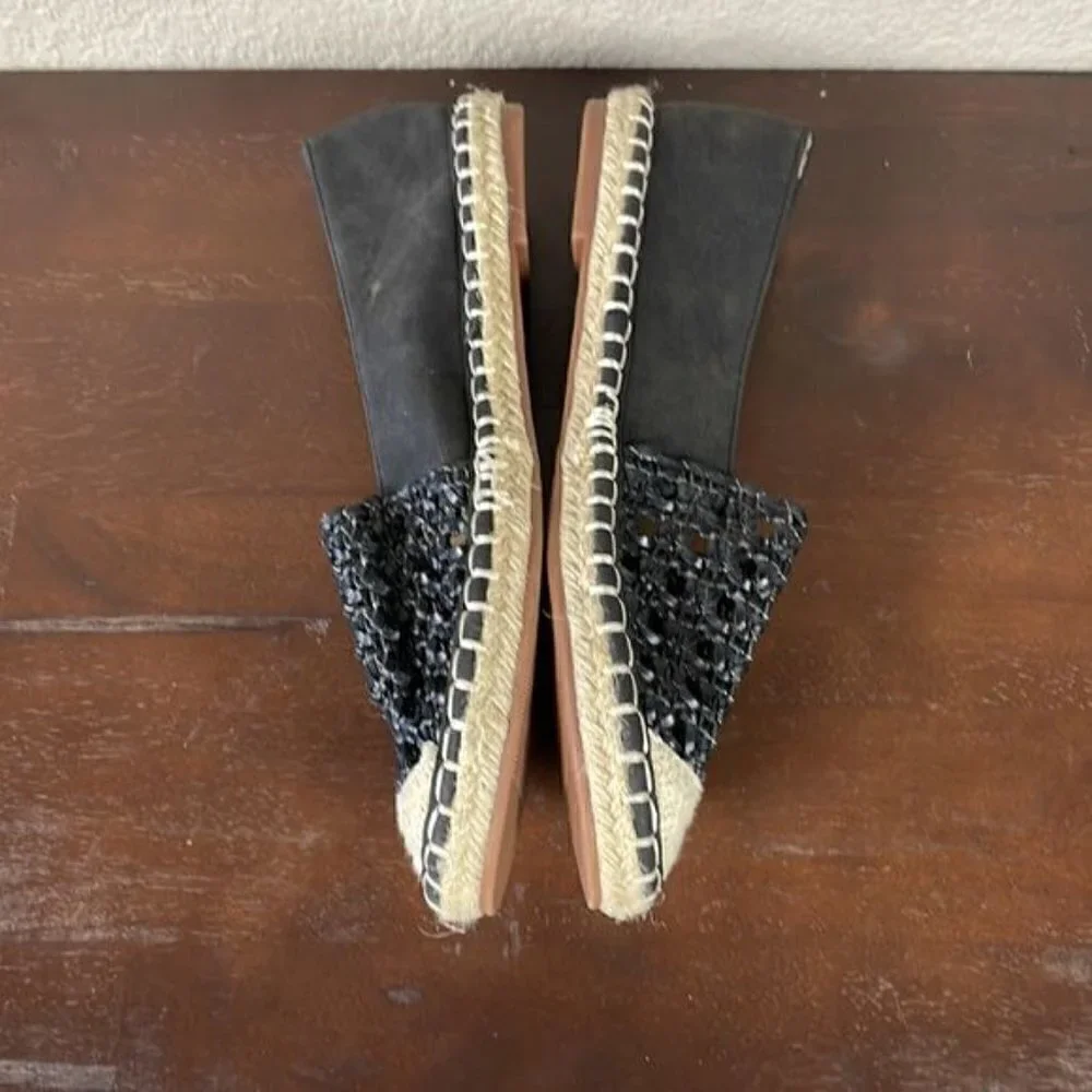 New Wanted Bristal Open Weave Cap Toe Espadrille Flats Loafer Shoes Black 6.5